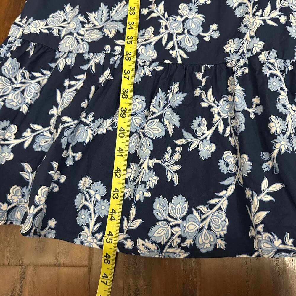 J.CREW Midi Dress Navy Blue Floral Tiered Puff Sleeve A-Line Boho - Picture 13 of 13